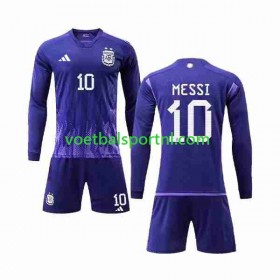 Argentinië 3 Stars Lionel Messi 10 Kind Uit Tenue World Cup 2022 L/S